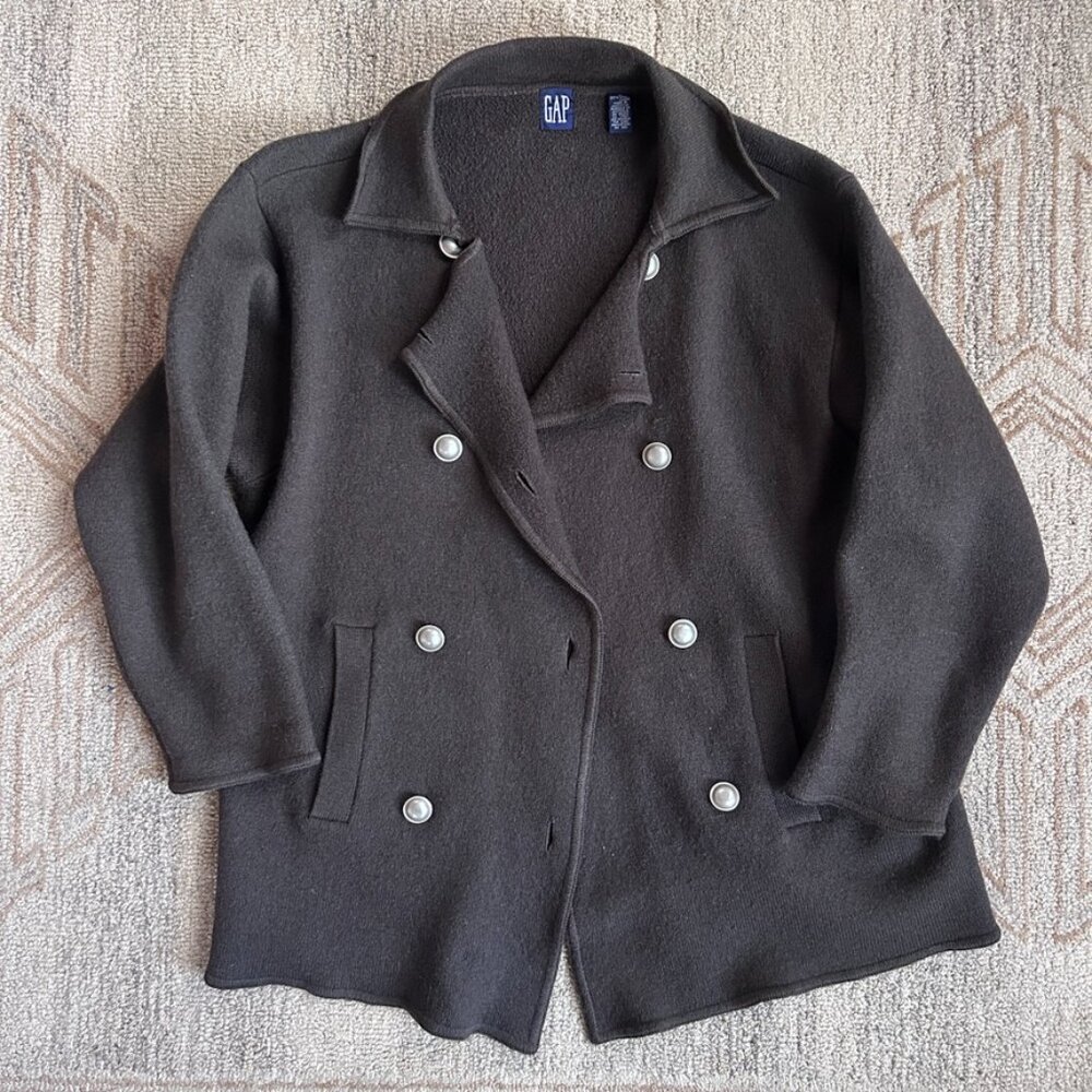 Wool Lagenlook Oversized Double Breasted Soft Layer Coat Jacket Minimalist M - Picture 3 of 13